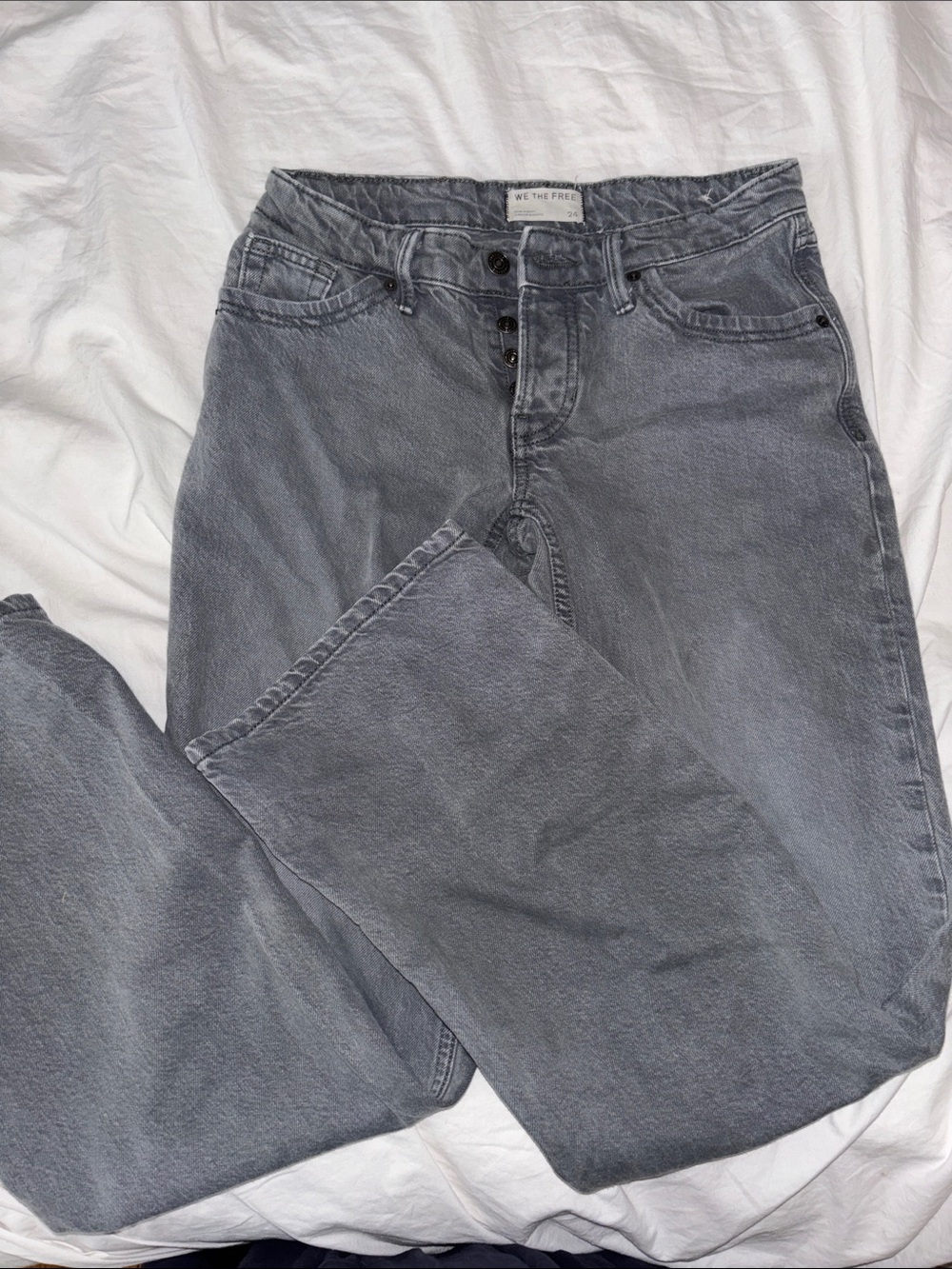 We The Free Washed Gray Straight Jeans